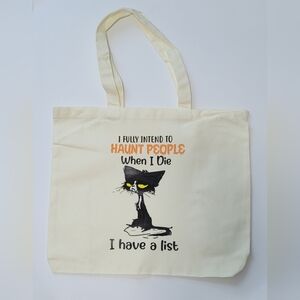 New 'I fully intend to haunt people when i die' Large Canvas Tote Bag